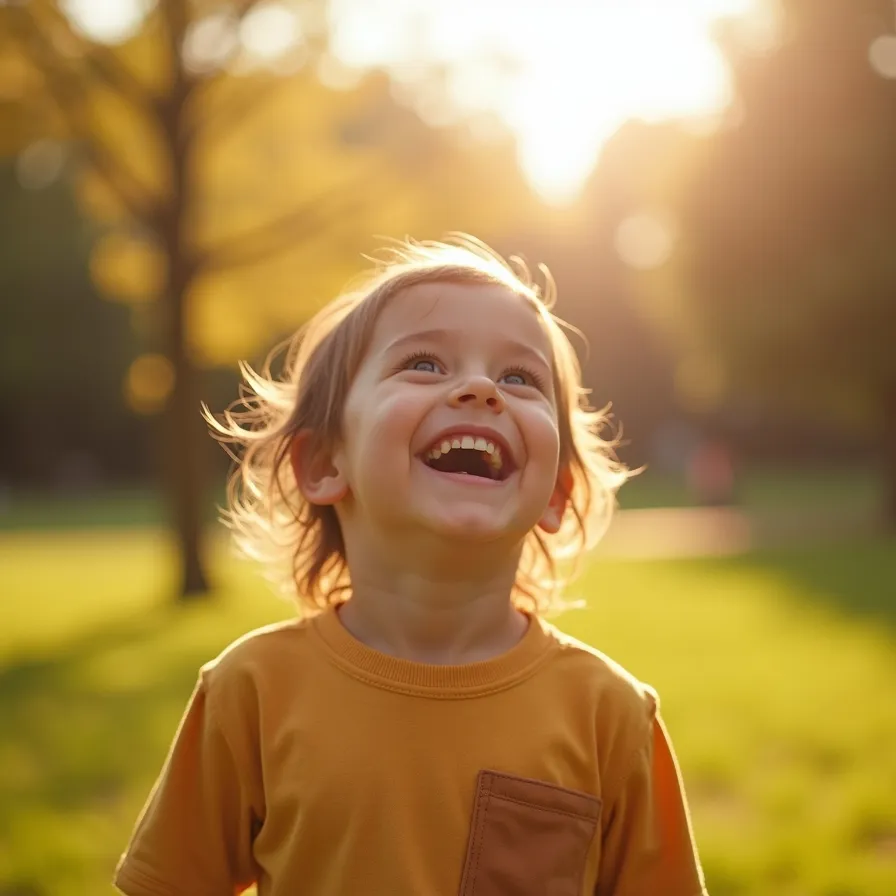 Happy child laughing outdoors, representing child life insurance